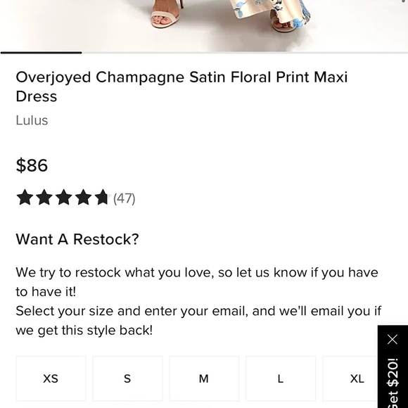 Lulus Overjoyed Champagne Satin Floral Sleeveless Maxi Dress Size XS - Picture 12 of 13